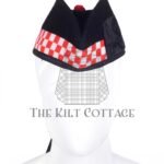 Black Wool Red & White Diced Glengarry Cap