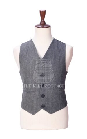 Gray Tweed 5 Buttons Argyll Waistcoat