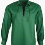 Traditional Scottish Ghillie Jacobite Green Kilt Shirt