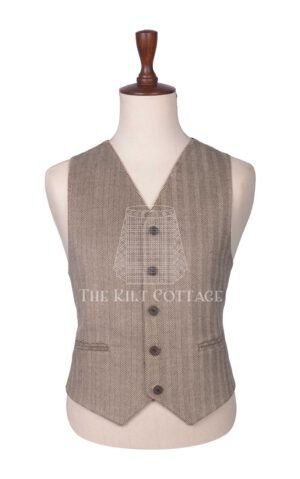 Khaki Sand Tweed Argyll Waistcoat