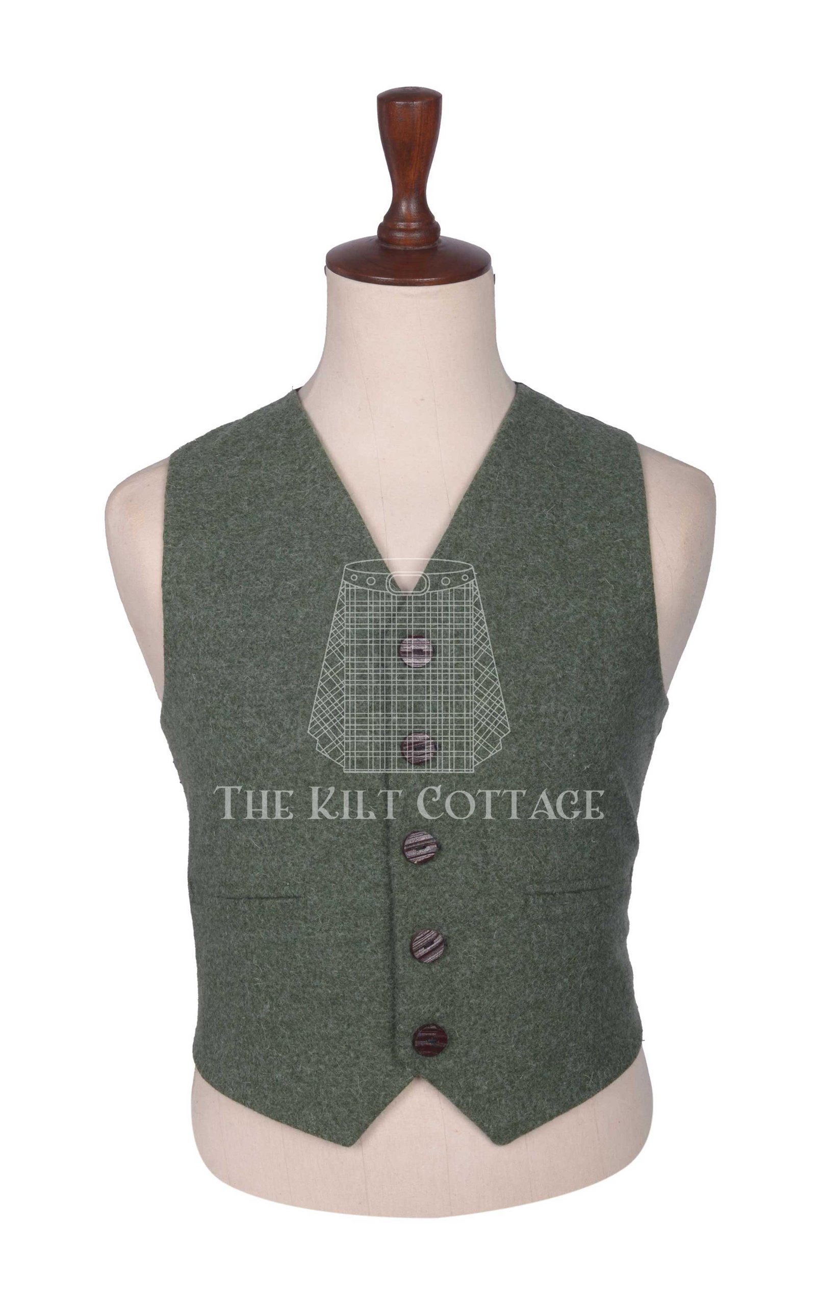 Lovat Green Melton Wool Argyll Jacket and Waistcoat (5)