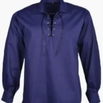 Traditional Scottish Ghillie Jacobite Navy Blue Kilt Shirt