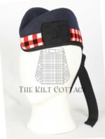Navy Wool black Red & White Diced Glengarry Cap