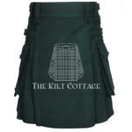 Solid Green Tartan Utility Kilt