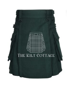 Solid Green Tartan Utility Kilt