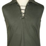 Traditional Scottish Sleeveless Ghillie Olive Green Kilt Shirt