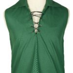 Traditional Scottish Sleeveless Ghillie Green Kilt Shirt