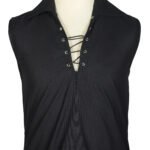 Traditional Scottish Sleeveless Ghillie Black Kilt Shirt