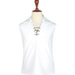 Traditional Scottish Sleeveless Ghillie White Kilt Shirt