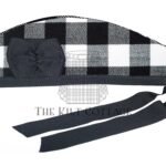 White Black Rob Roy Tartan Glengarry Cap