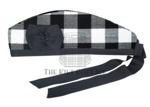 White Black Rob Roy Tartan Glengarry Cap