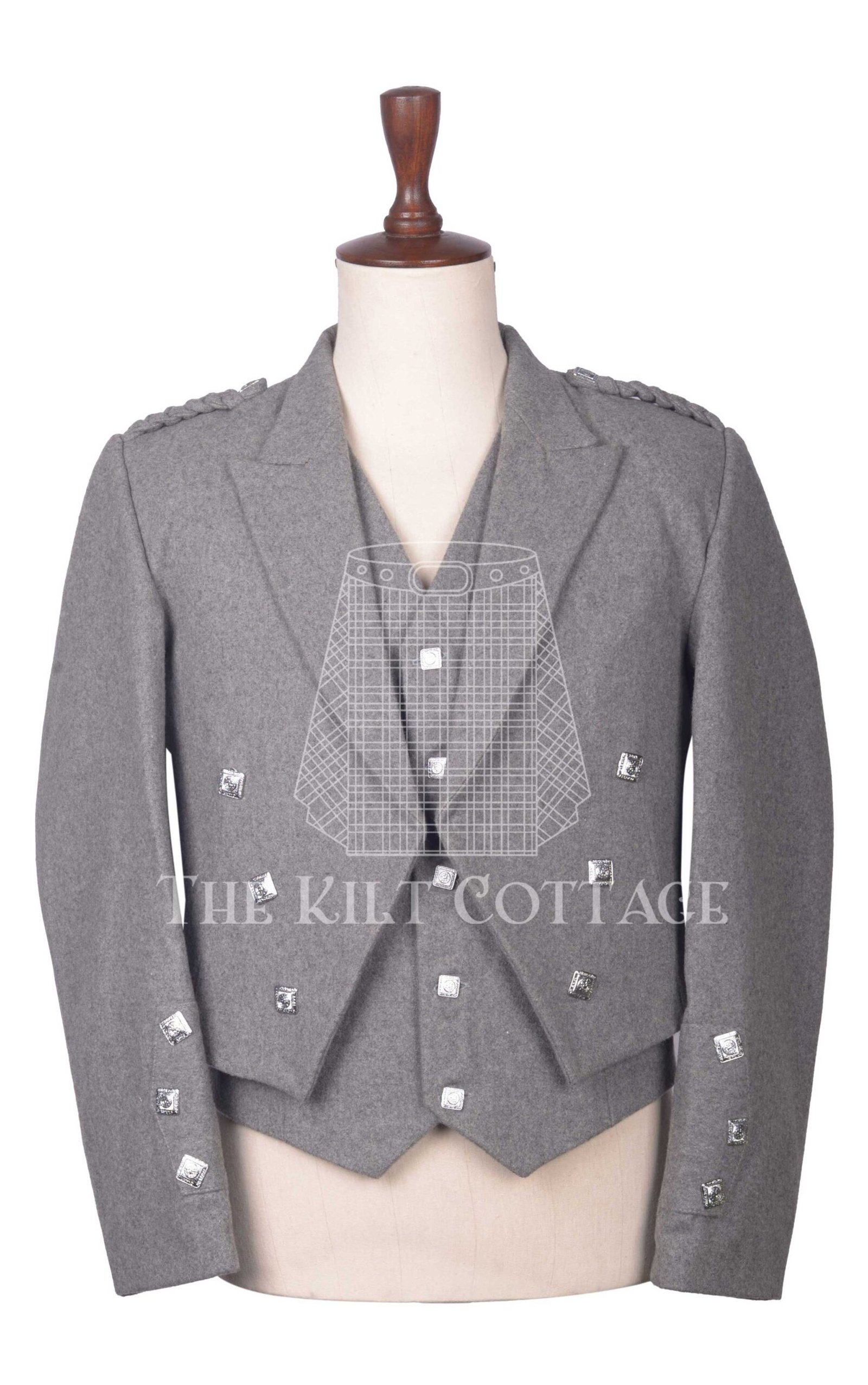 Gray Wool Prince Charlie Jacket and Waistcoat