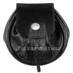 Black Leather Medieval Style Pouch Sporran