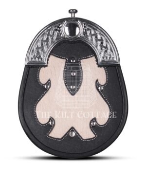 Black Leather White Full Dress Sporran