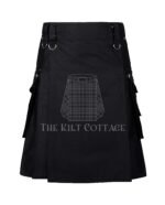 Black Cotton Gothic Utility Kilt