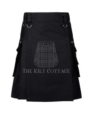 Black Cotton Gothic Utility Kilt