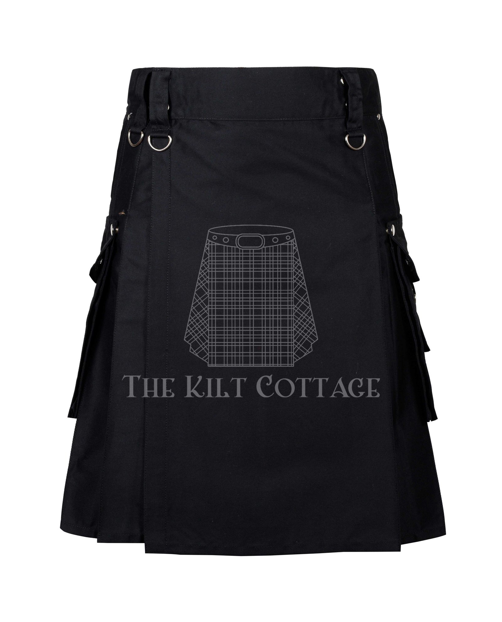 Black Cotton Gothic Utility Kilt