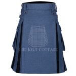 Lovat Blue Wool and Black Wool Hybrid Kilt