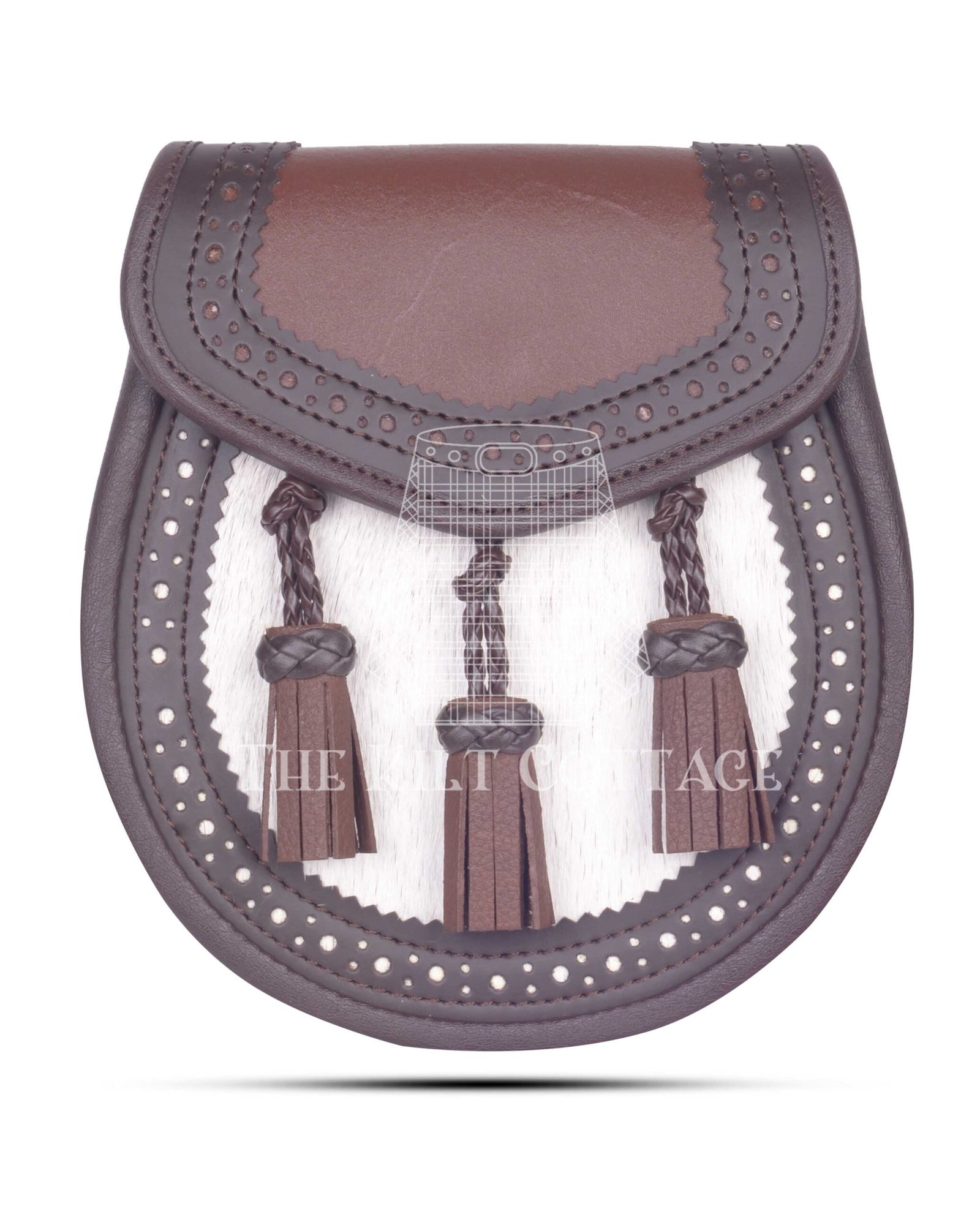 Brown Leather White Hunting Sporran