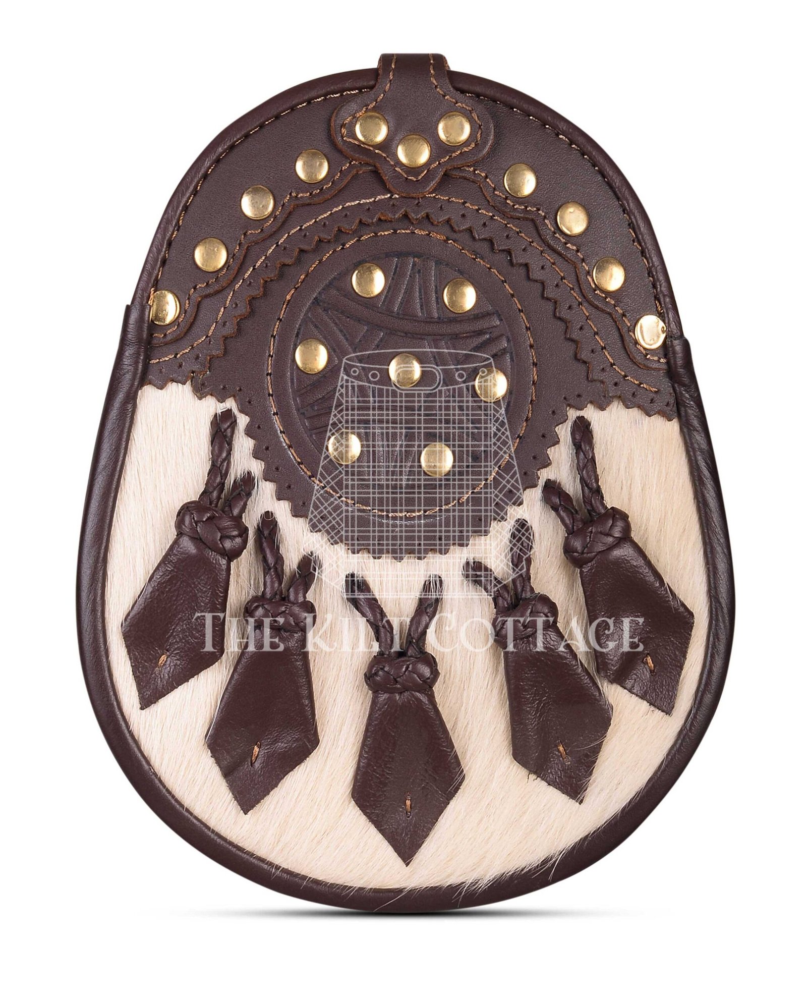 Brown Leather White Hunting Style Sporran