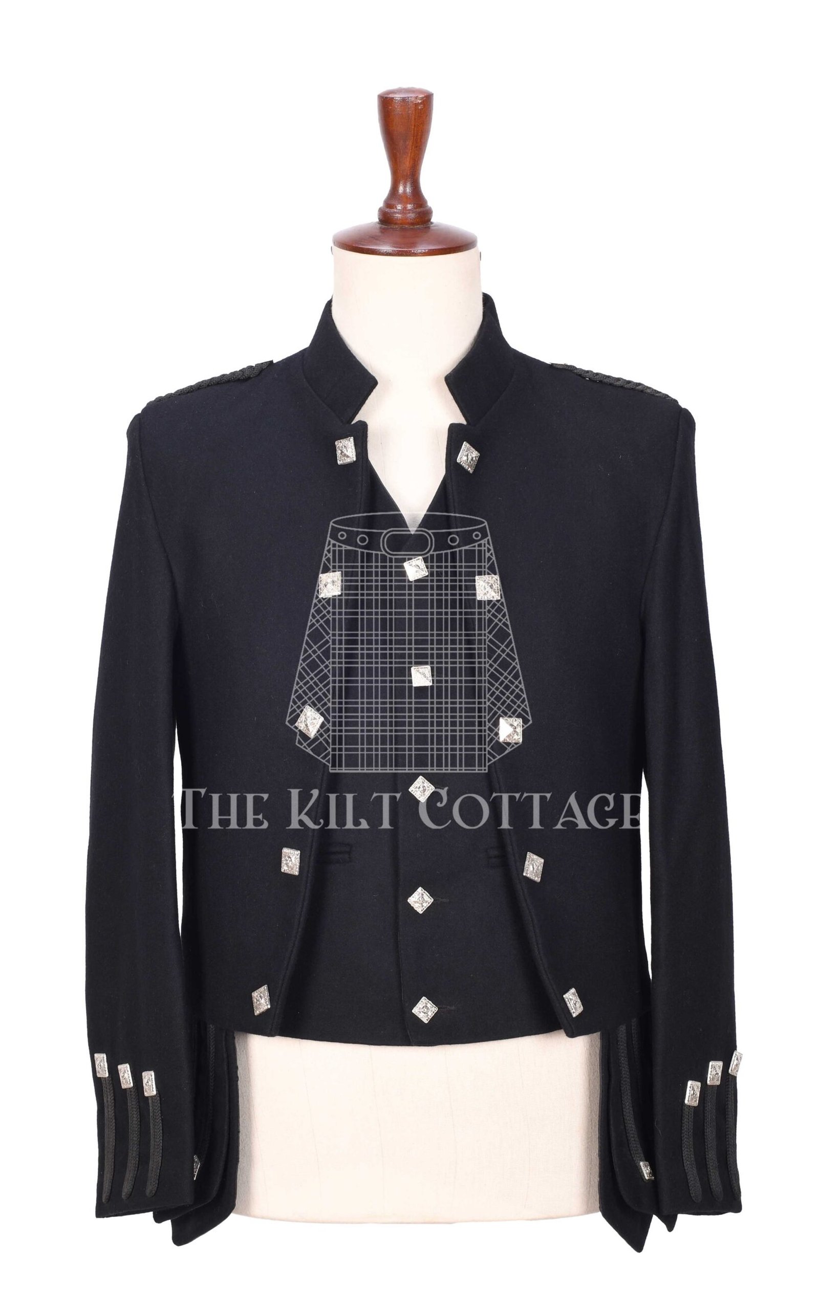 Black Wool Sheriffmuir Jacket and Waistcoat