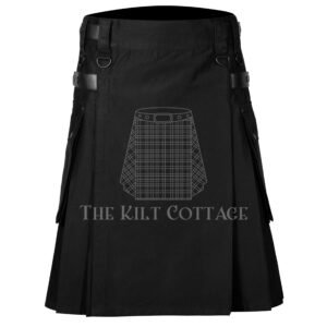 Black Cotton Utility Kilt