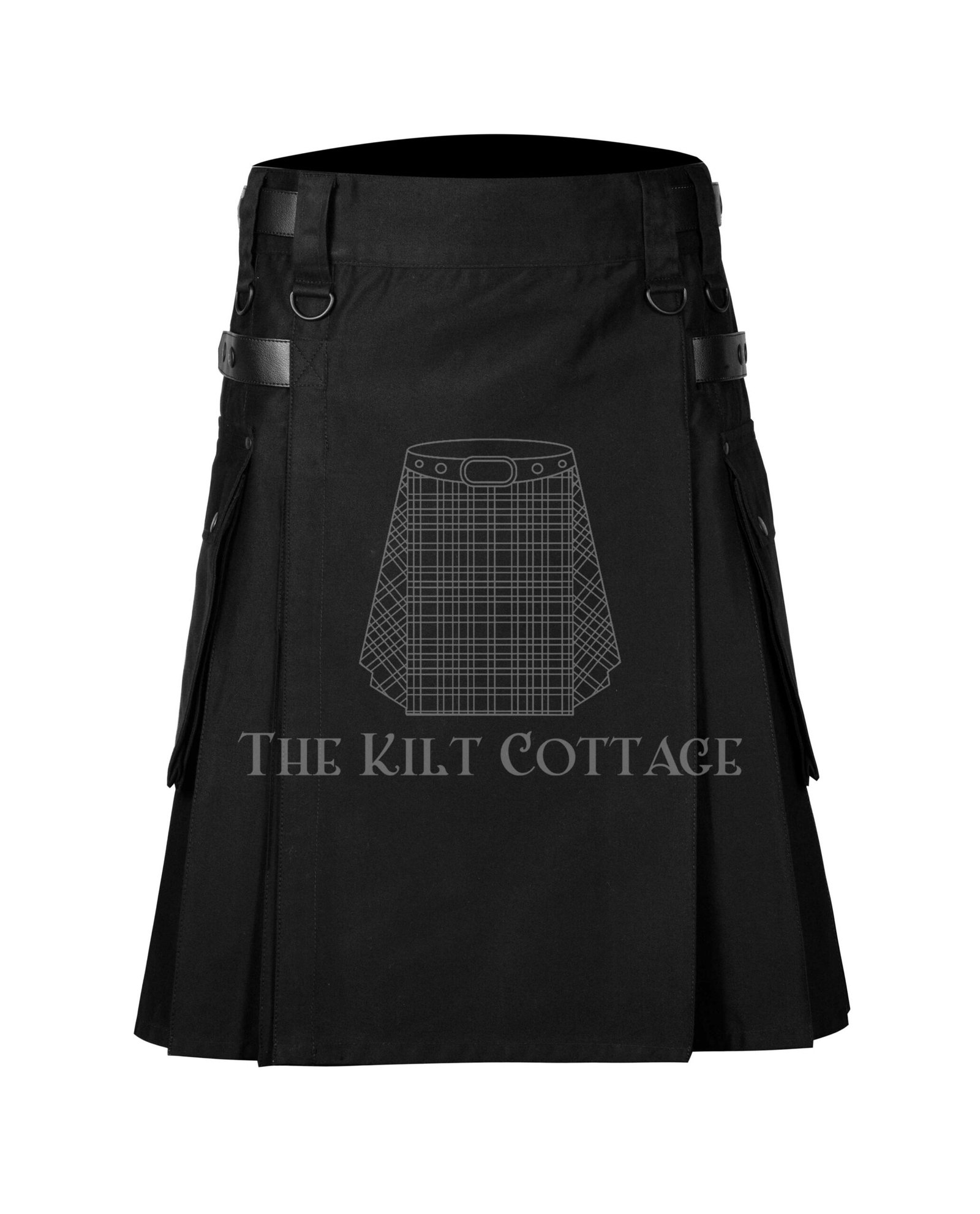 Black Cotton Utility Kilt