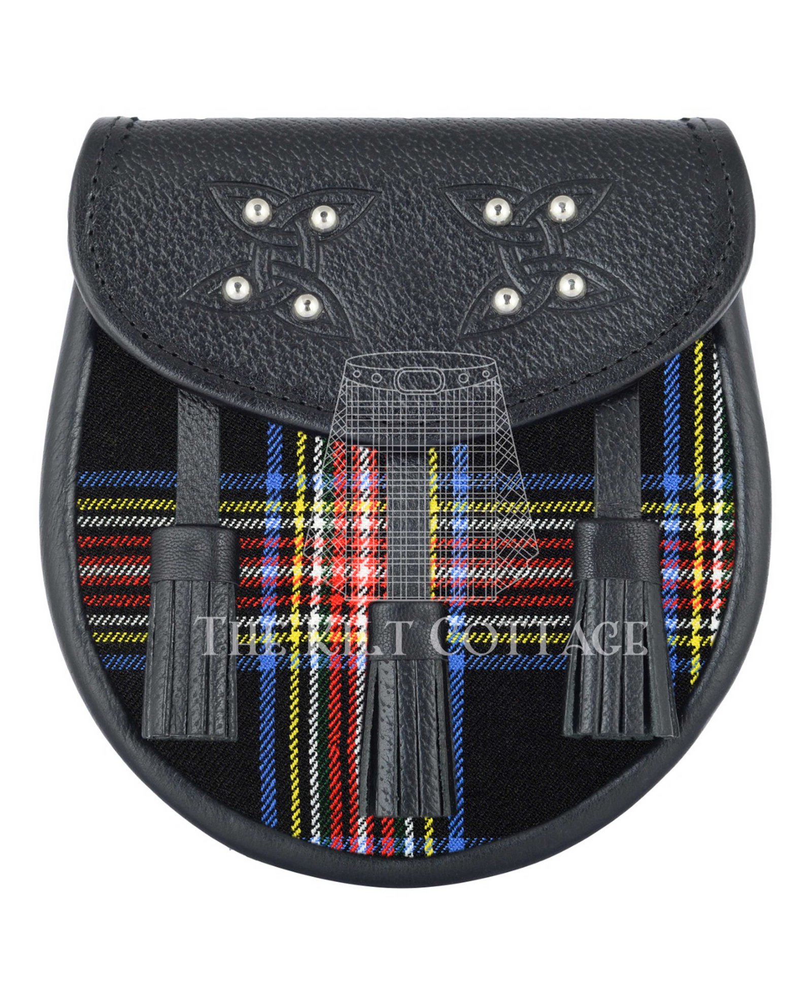 Black Stewart Tartan Sporran Black Stewart Tartan Sporran