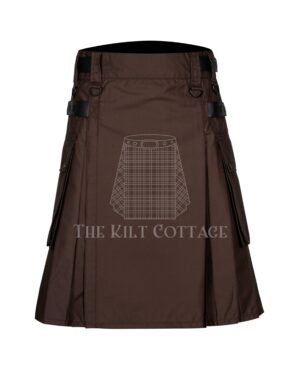 Brown Cotton Utility Kilt