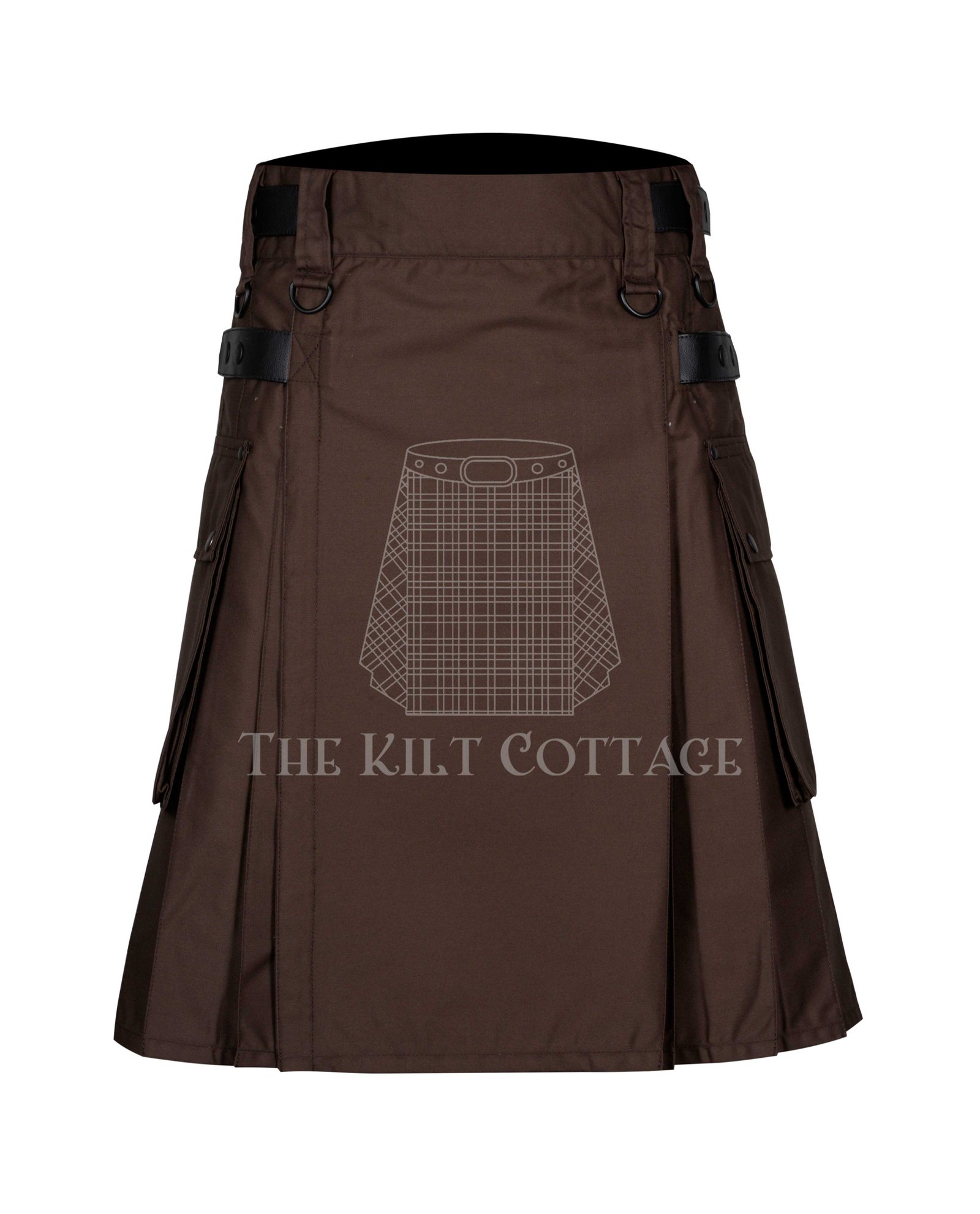 Brown Cotton Utility Kilt (2) Brown Cotton Utility Kilt