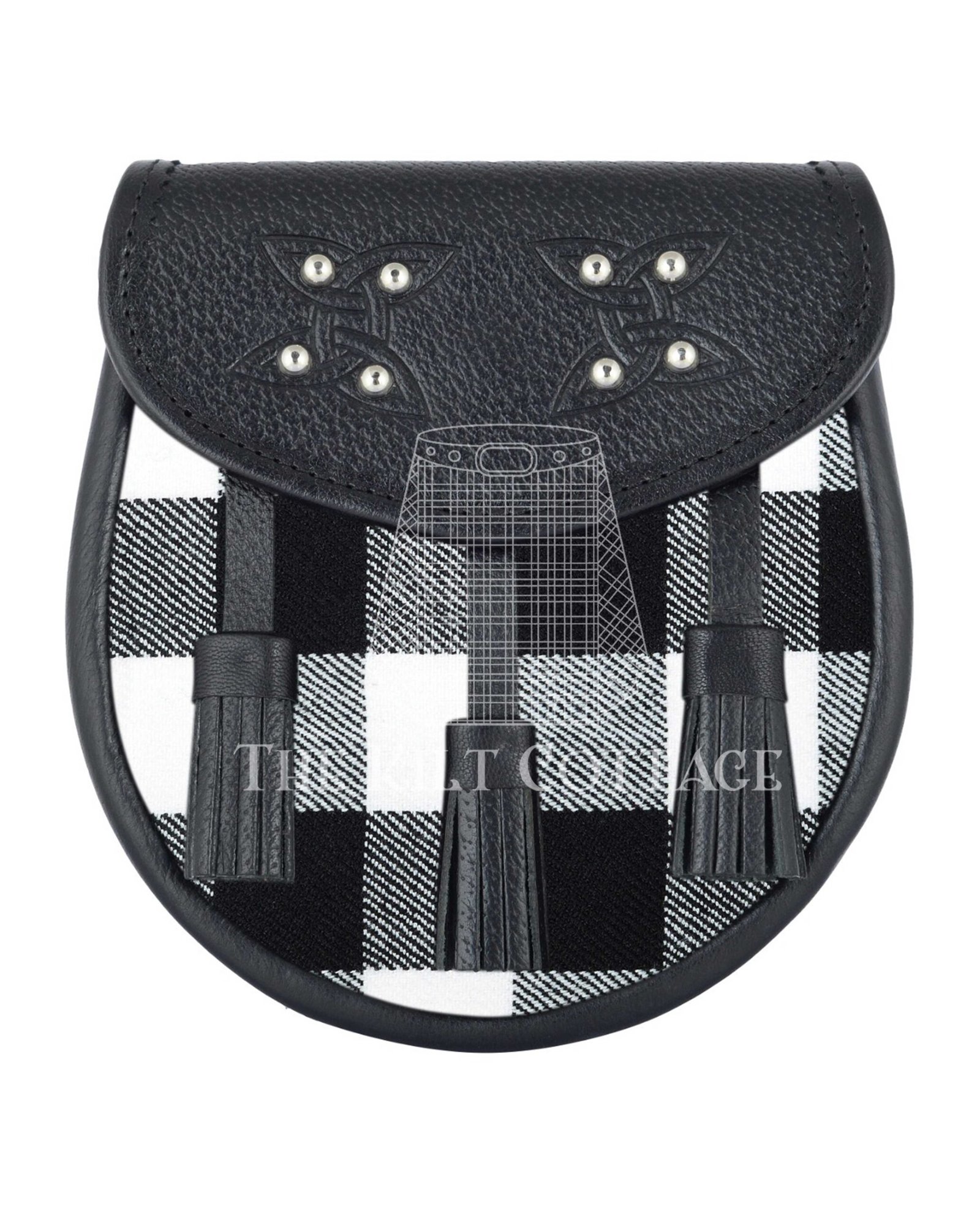 White Black Rob Roy Tartan Sporran