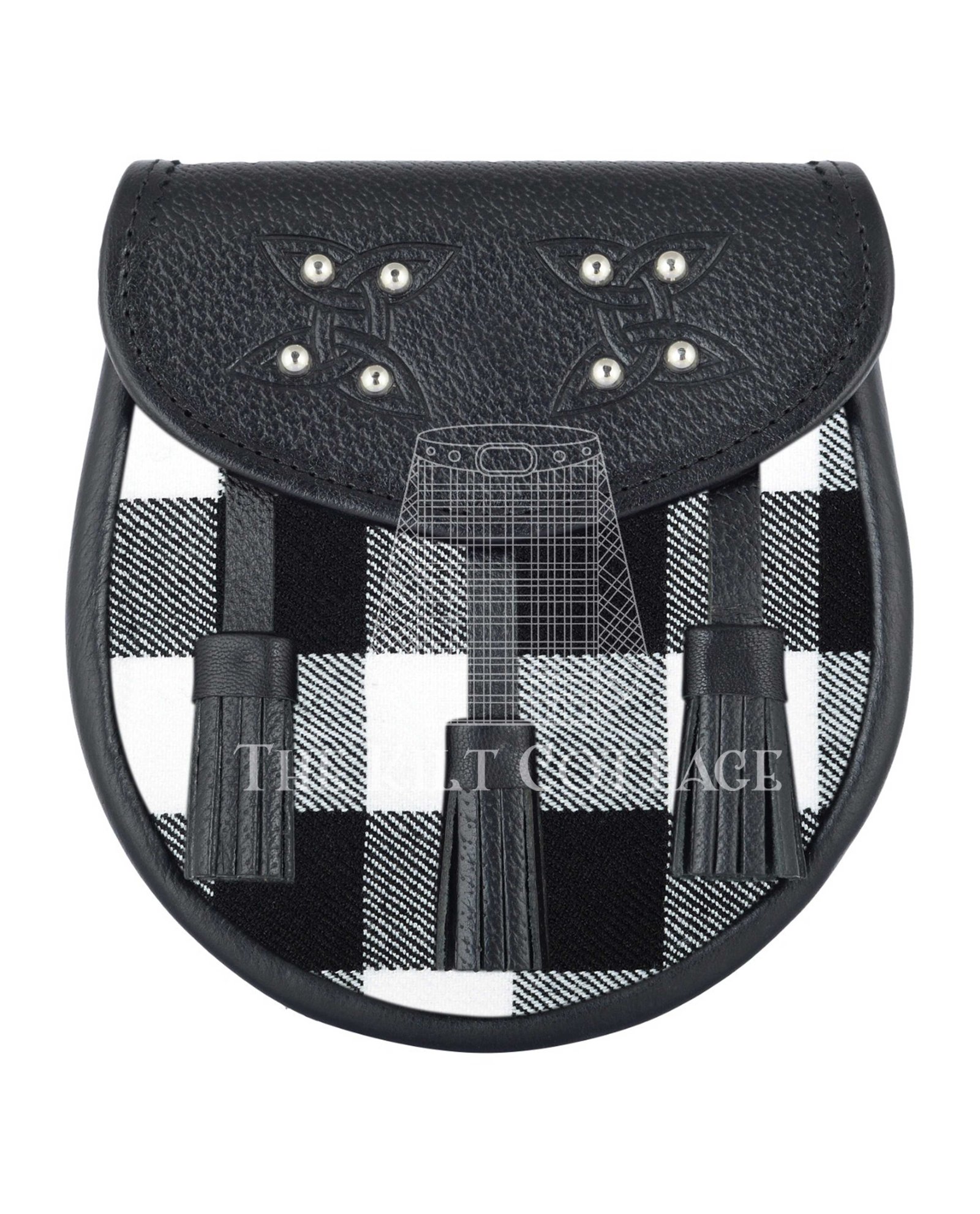 White Black Rob Roy Tartan Sporran White Black Rob Roy Tartan Sporran