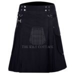 Black Cotton Utility Kilt