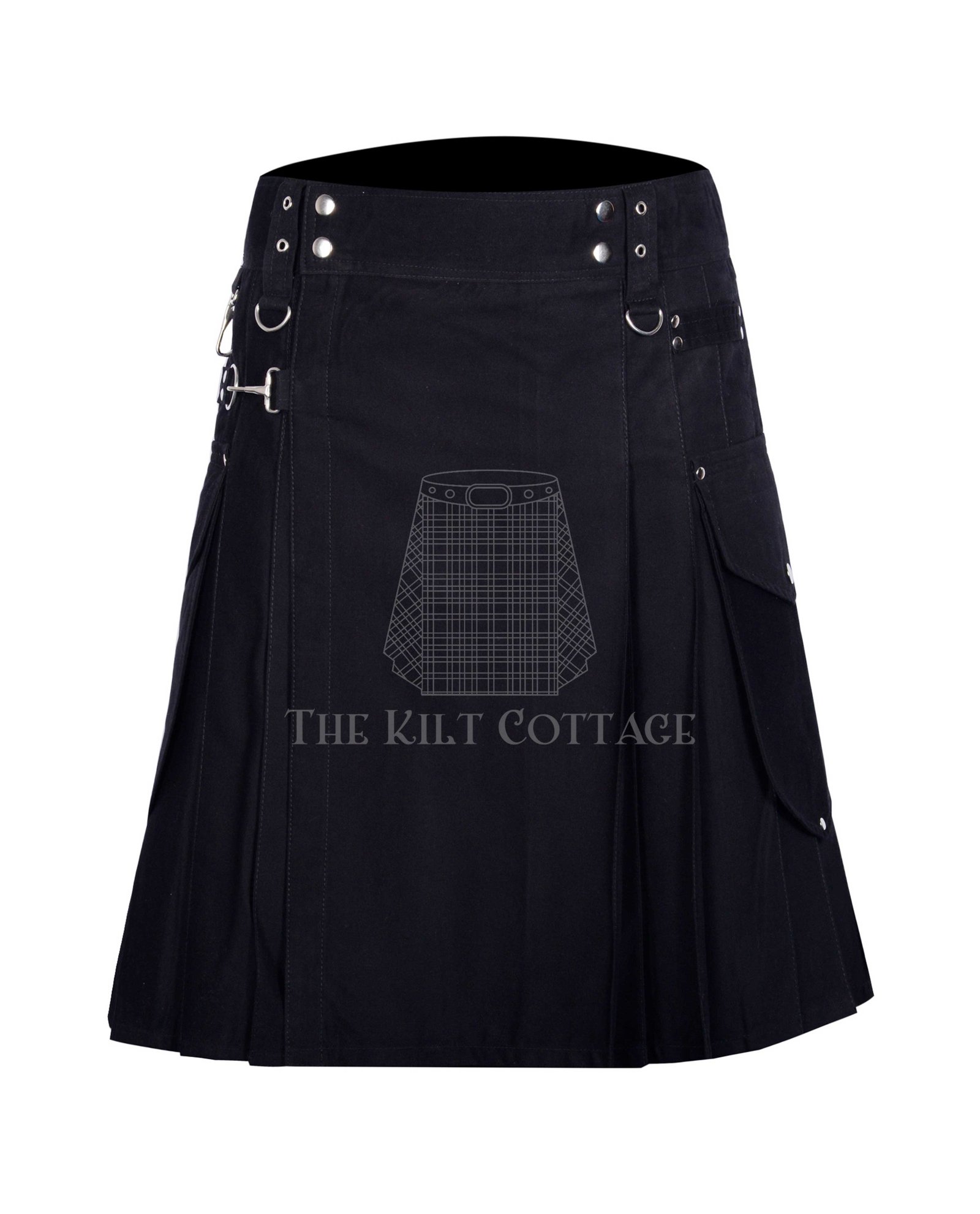 Black Cotton Utility Kilt Black Cotton Utility Kilt