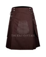 Brown Cotton Utility Kilt