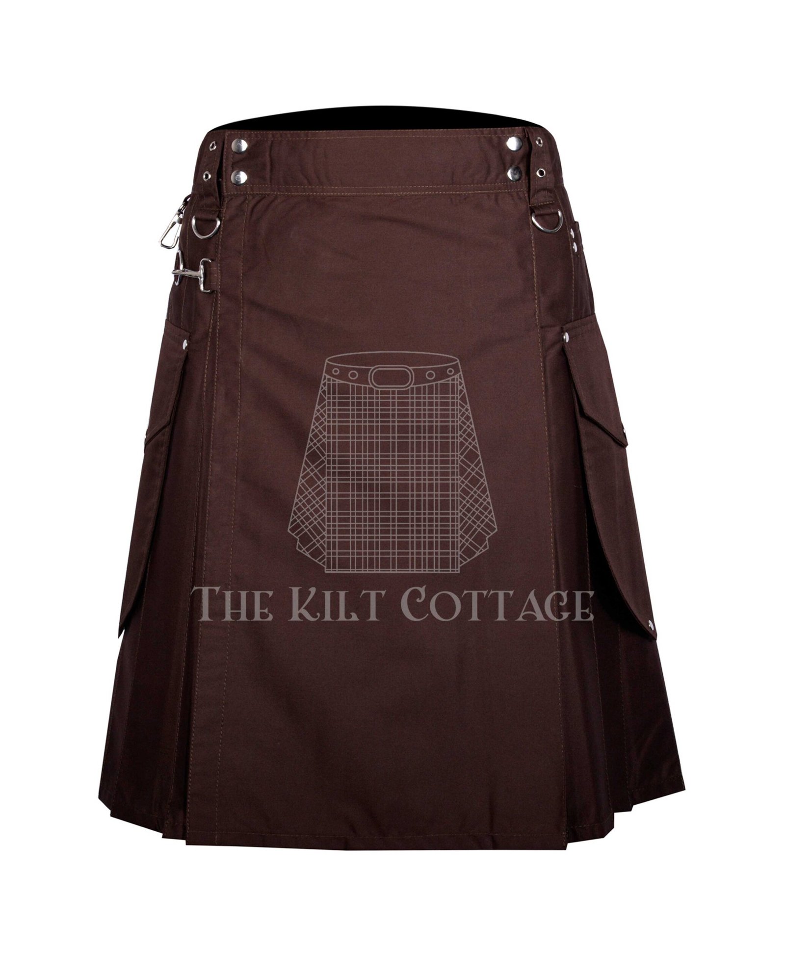 Brown Cotton Utility Kilt