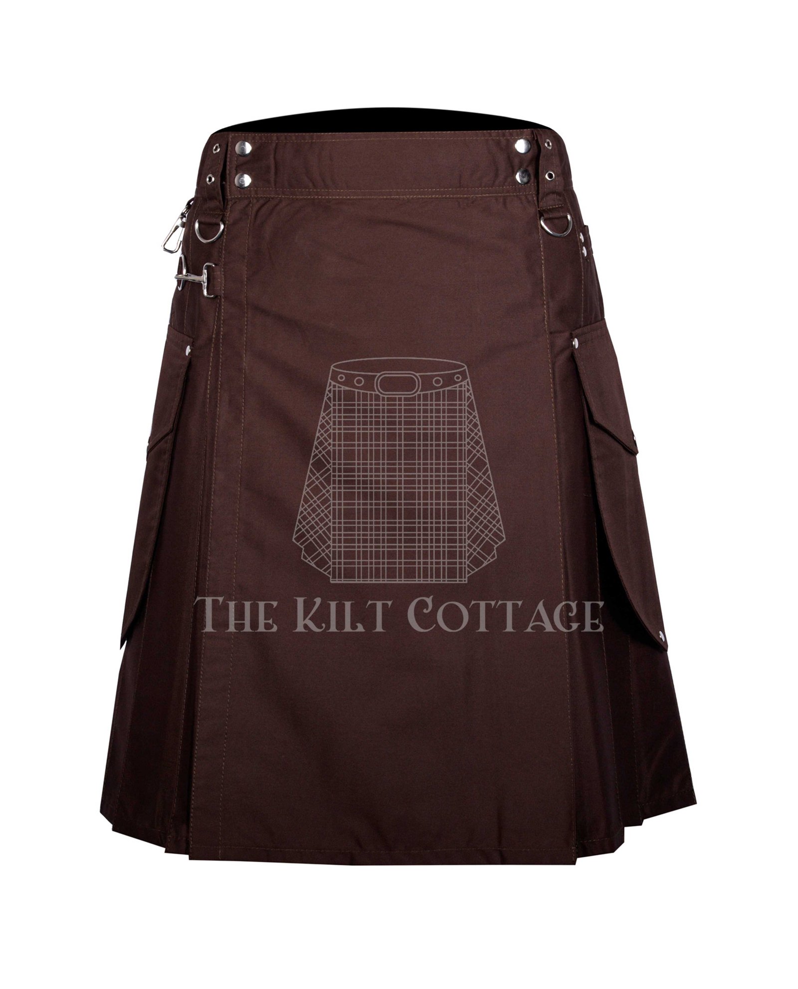 Brown Cotton Utility Kilt