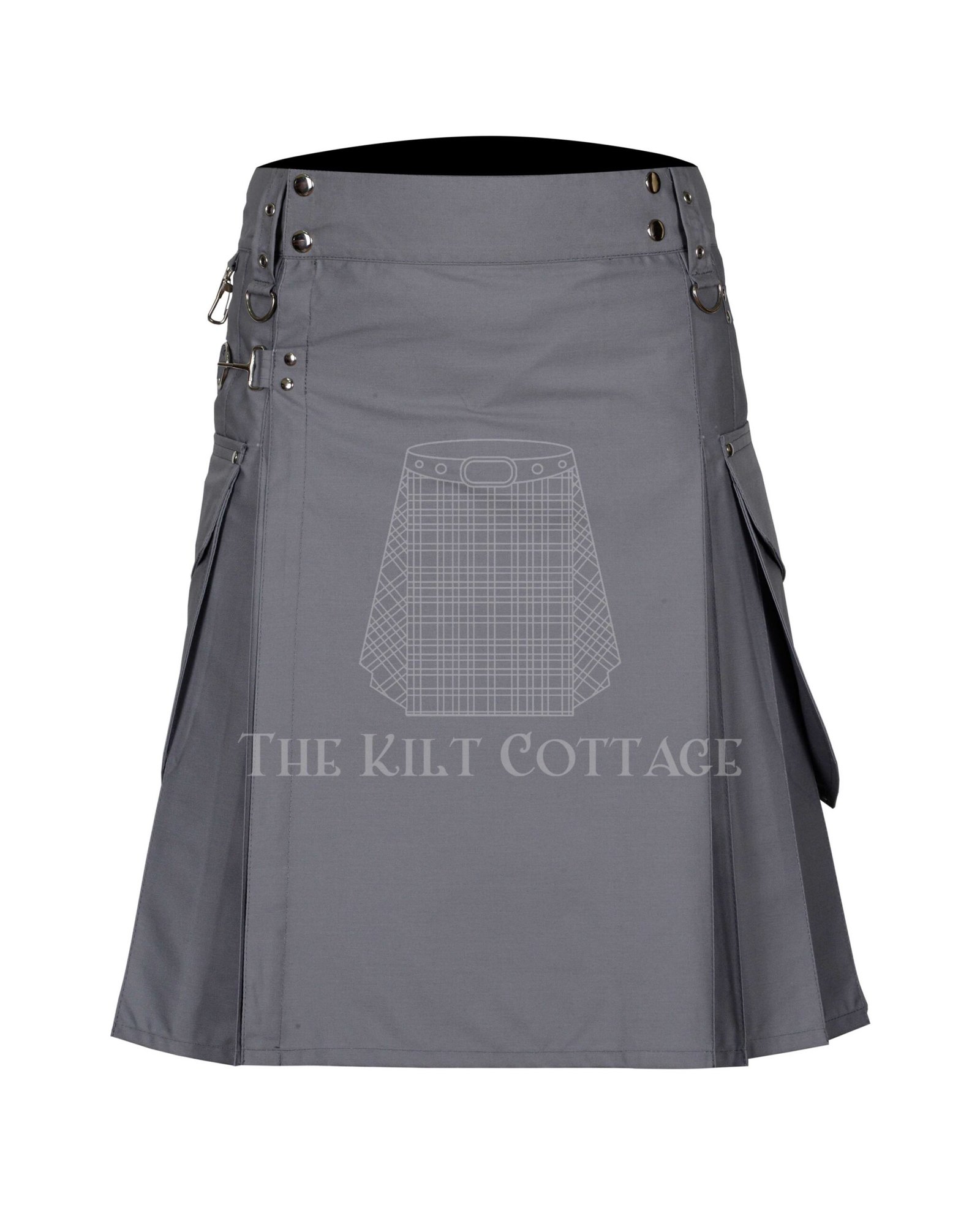 Grey Cotton Utility Kilt