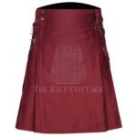 Maroon Cotton Utility Kilt