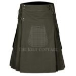 Olive Green Cotton Utility Kilt