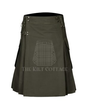 Olive Green Cotton Utility Kilt