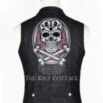 Black Wool Custom Embroidery Punk Rock Gothic Vest