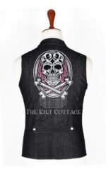 Black Wool Custom Embroidery Punk Rock Gothic Vest