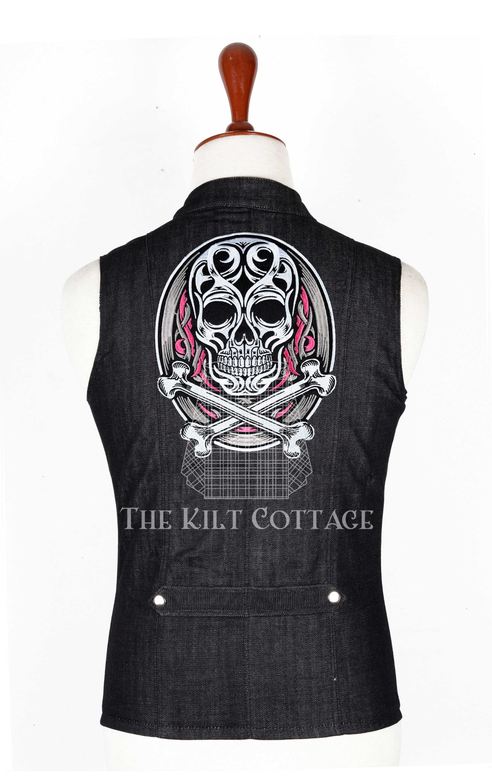 Black Wool Custom Embroidery Punk Rock Gothic Vest Black Wool Custom Embroidery Punk Rock Gothic Vest