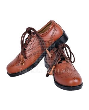 Brown Leather Ghillie Brogues Kilt Shoes