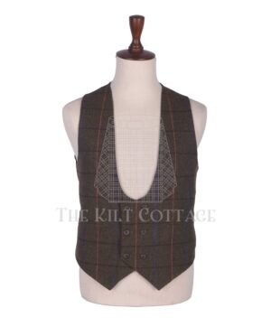 Country Brown Tweed Double Breasted Kilt Waistcoat