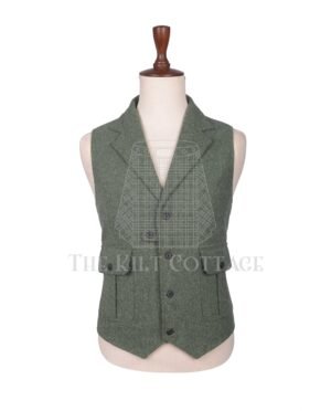 Lovat Green Wool Tweed Waistcoat