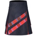 Black Cotton Leslie Red Tartan Hybrid Kilt