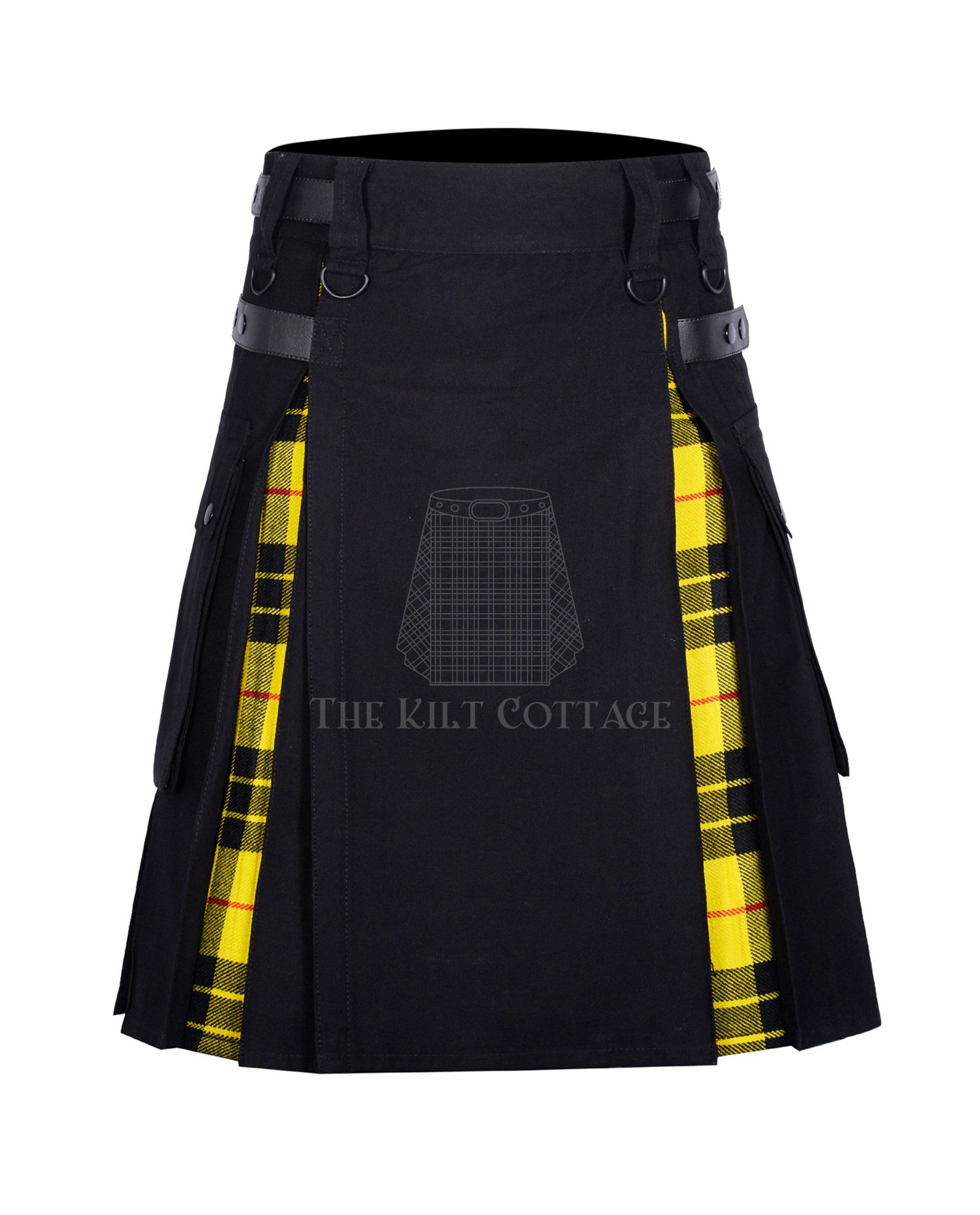 Black Cotton Macleod of Lewis Tartan Hybrid Kilt