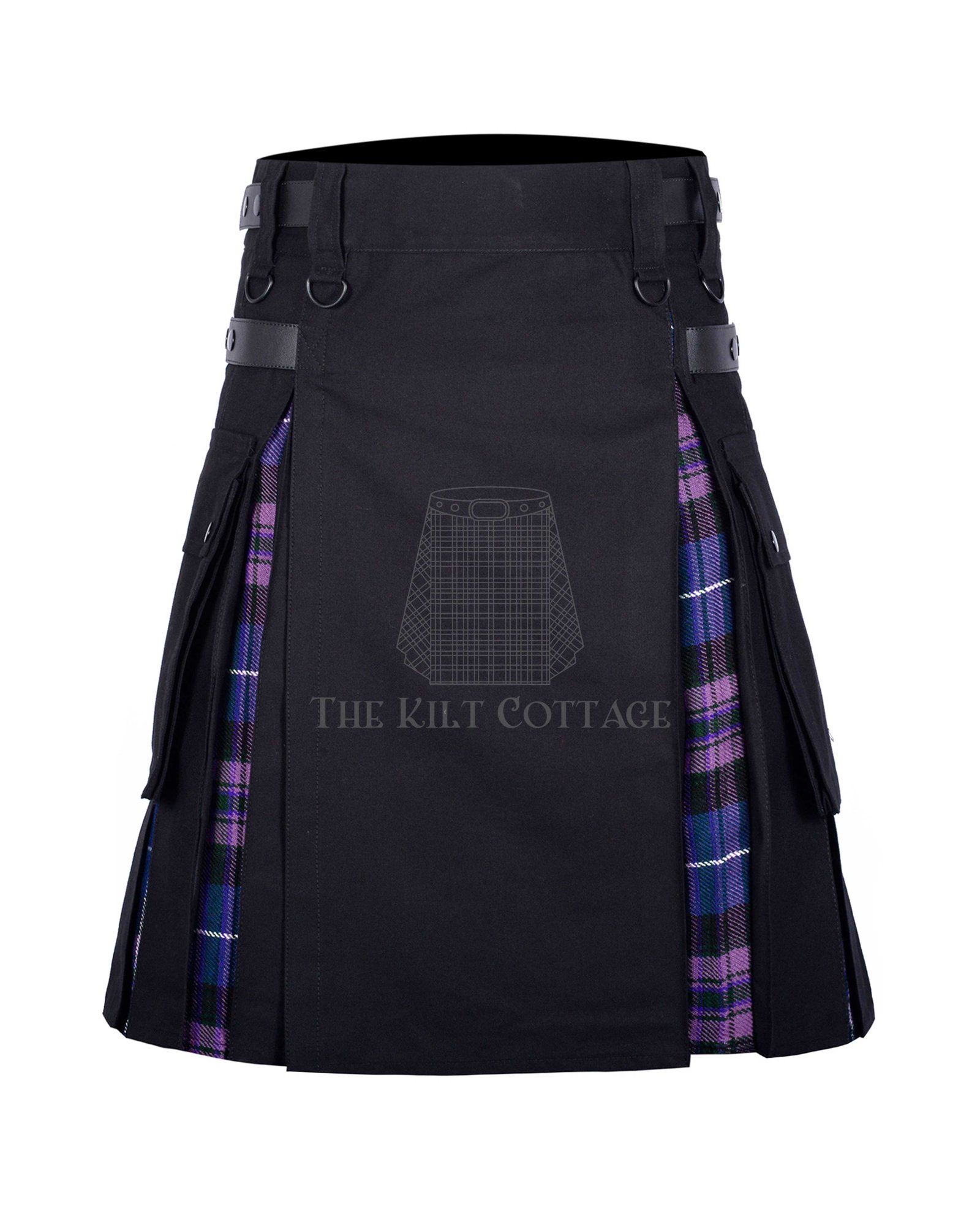 Black Cotton Pride of Scotland Tartan Hybrid Kilt Black Cotton Pride of Scotland Tartan Hybrid Kilt